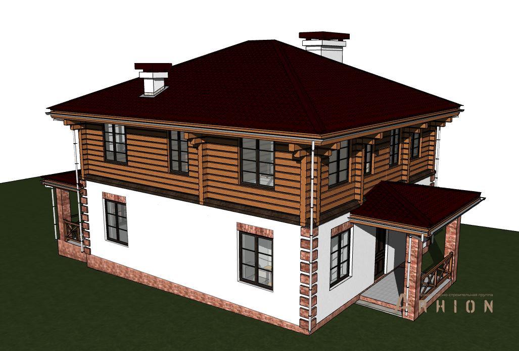 7. Проект двухэтажного дома в современном стиле с четырехскатной, hm-1247, площадью - 151 кв c терассой